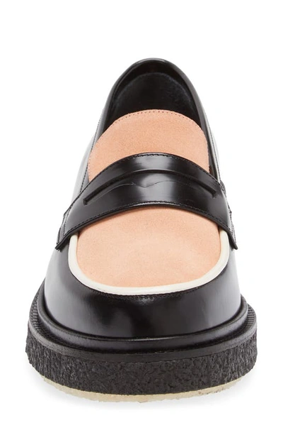 Shop Adieu Colorblock Penny Loafer In Black/ Strawberry/ Ivory
