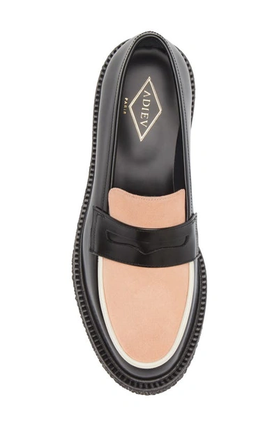 Shop Adieu Colorblock Penny Loafer In Black/ Strawberry/ Ivory