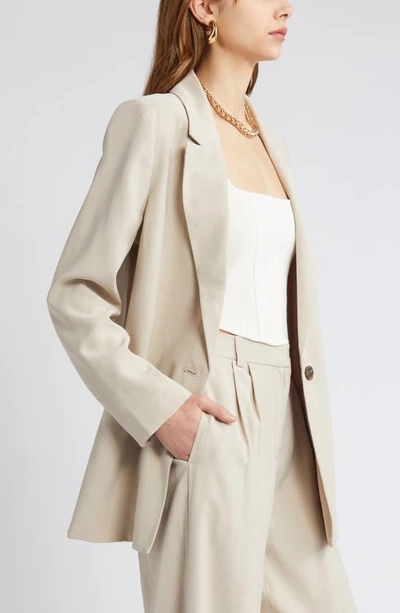 Open Edit Relaxed Fit Blazer In Tan Oxford