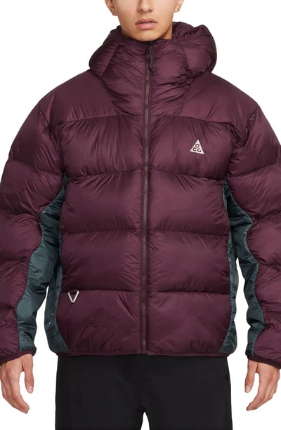 Shop Nike Acg Therma-fit Water Repellent Insulated Packable Puffer Jacket In Night Maroon/ Deep Jungle