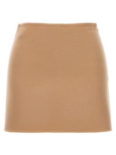 Shop Ermanno Scervino Mini Wool Skirt Skirts Beige