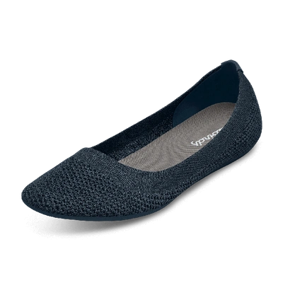 Shop Allbirds Women's Tree Flats In Navy Night Black