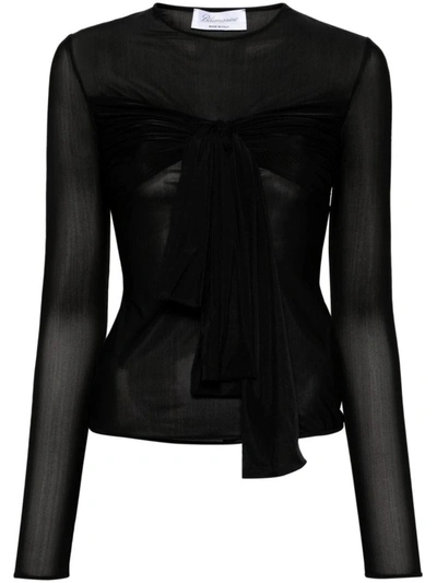 Shop Blumarine Blusa Jer C/fiocco Clothing In Black
