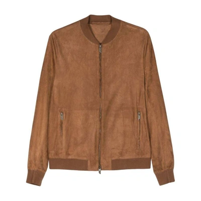 Shop Santoro Leather Jackets In Brown
