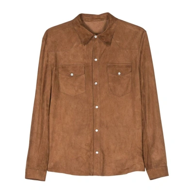 Shop Santoro Leather Outerwears In Brown