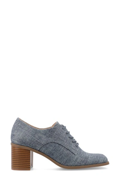 Journee Collection Sylvan Block Heel Derby Pump In Denim