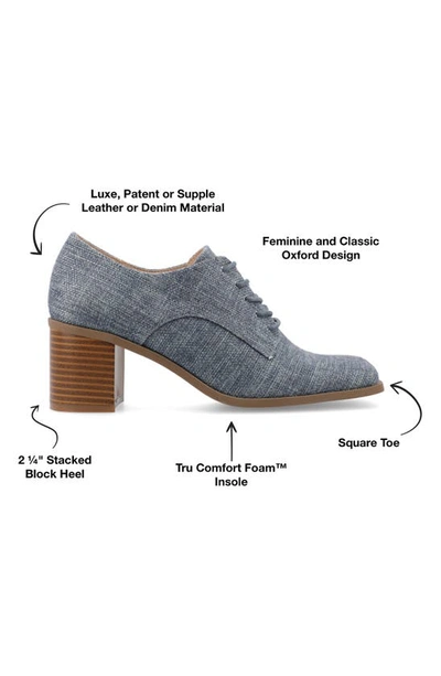 Journee Collection Sylvan Block Heel Derby Pump In Denim
