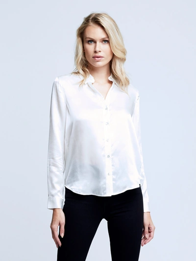 L Agence Dani Silk Charmeuse Blouse In Ivory