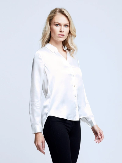 L Agence Dani Silk Charmeuse Blouse In Ivory