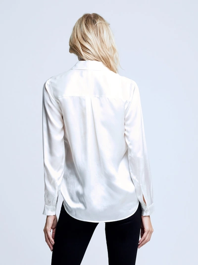 L Agence Dani Silk Charmeuse Blouse In Ivory