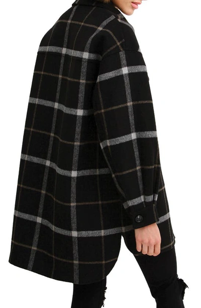 Belle & Bloom Rivers Edge Oversize Plaid Wool Blend Shacket In Black Plaid