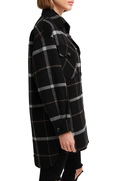 Belle & Bloom Rivers Edge Oversize Plaid Wool Blend Shacket In Black Plaid