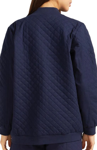Shop Belle & Bloom Belle And Bloom Over It Cotton Quilted Bomber Jacket In Navy