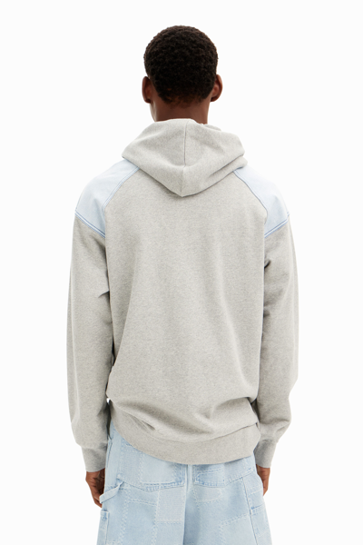 Shop Desigual Denim Hybrid Sweatshirt In Black