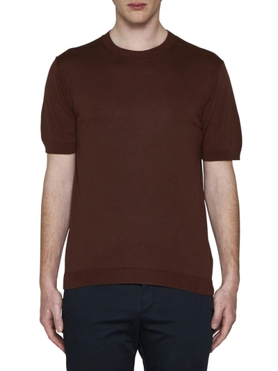 Shop Tagliatore T-shirts And Polos In Brown