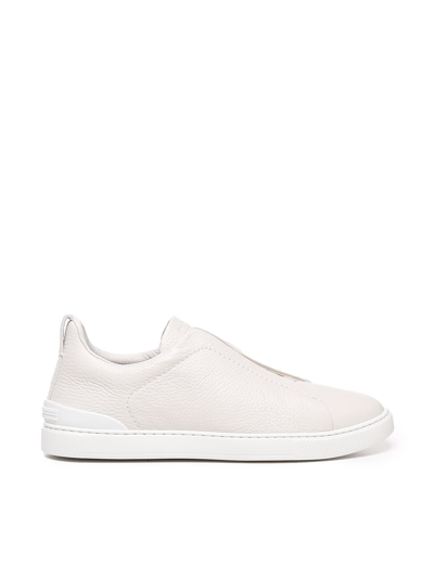 Shop Zegna Triple Stitch Low Top Sneakers In White