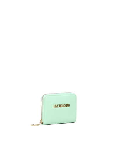 Shop Love Moschino Small Wallet With Logo In Mint