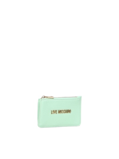 Shop Love Moschino Logo Lettering Zipped Wallet In Mint