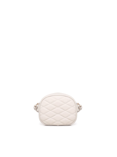 Shop Love Moschino Logo Lettering Quilted Shoulder Bag In Ivory