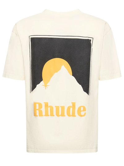 Shop Rhude White Cotton T-shirt In Bianco