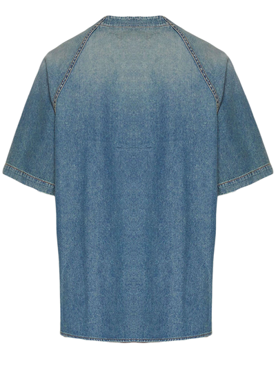 Shop Rhude Baseball Denim Shirt In Blu