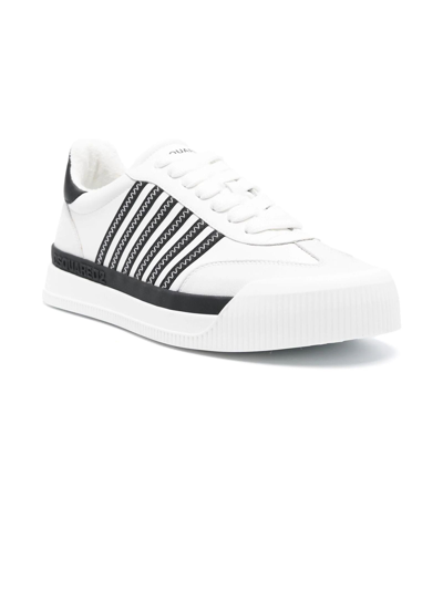 Shop Dsquared2 White Calf Leather Sneakers In Bianco