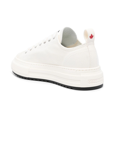 Shop Dsquared2 Ivory White Berlin Canvas Sneakers In Bianco