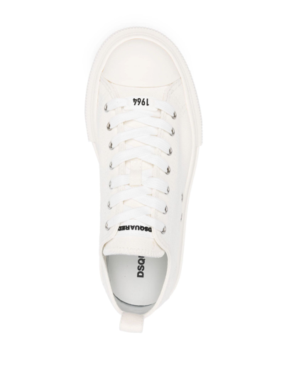 Shop Dsquared2 Ivory White Berlin Canvas Sneakers In Bianco