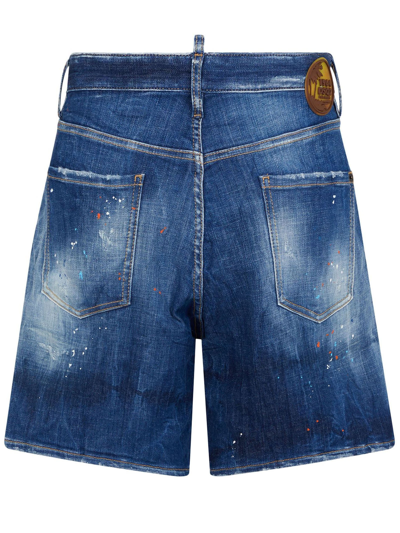 Shop Dsquared2 Blue Stretch-cotton Denim Shorts