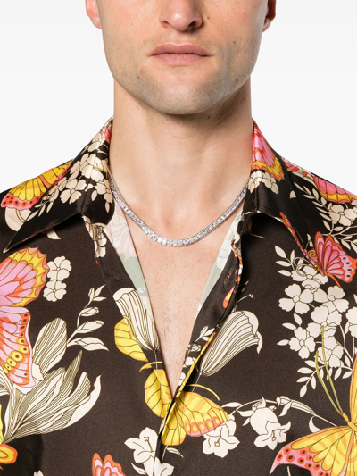 Shop Dsquared2 Butterfly-print Satin Shirt In Marrone