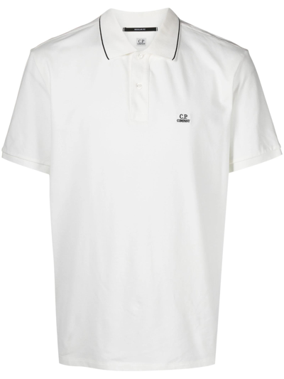 Shop C.p. Company Stretch Piquet Regular Polo Shirt In Bianco