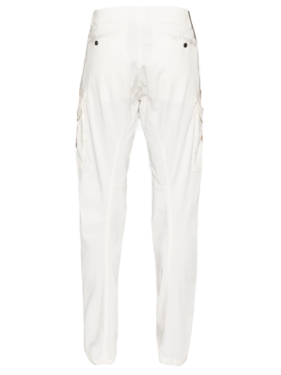 Shop C.p. Company White Stretch-cotton Cargo Trousers In Bianco