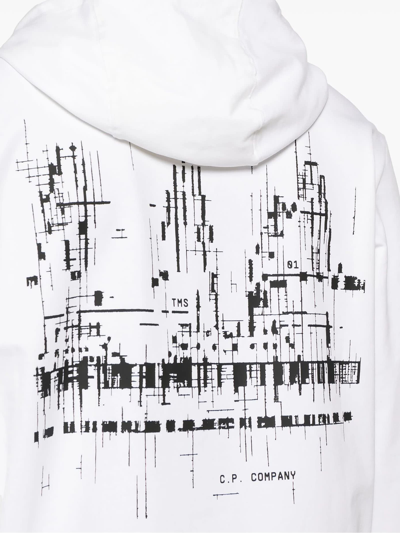 Shop C.p. Company Metropolis Series Stretch Fleece Graphic Hoodie In Bianco