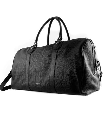 Shop Avenue 67 Black Leather Duffel Bag In Nero