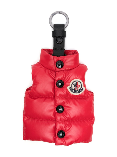 Shop Moncler Red Vest Shaped Keyring