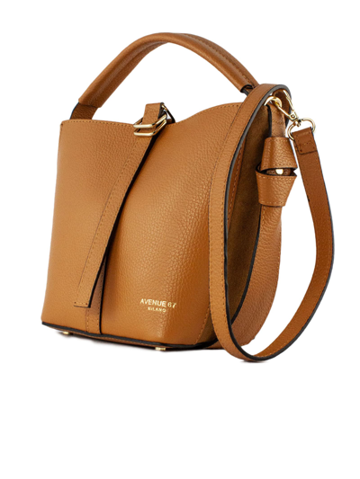 Shop Avenue 67 Brown Grained Leather Bag In Marrone