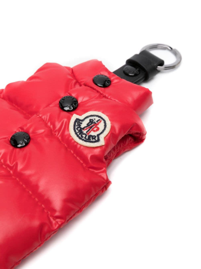 Shop Moncler Red Vest Shaped Keyring