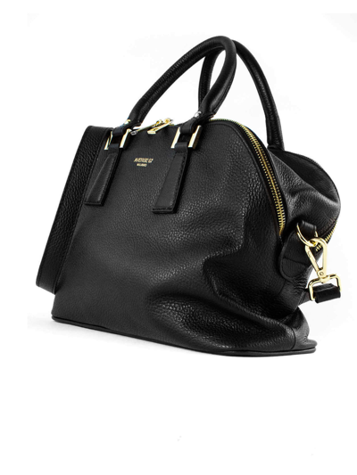 Shop Avenue 67 Black Grained Soft Leather Bag In Nero