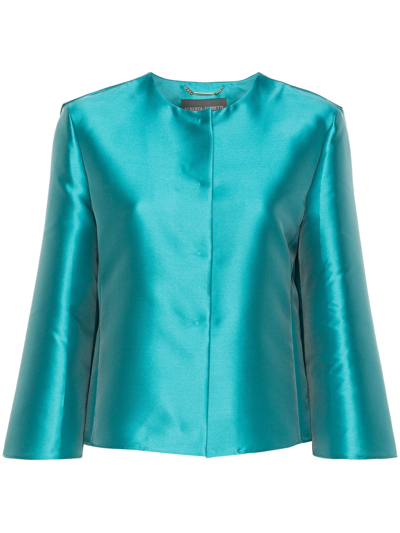 Shop Alberta Ferretti Mikado Turquoise Jacket In Blu