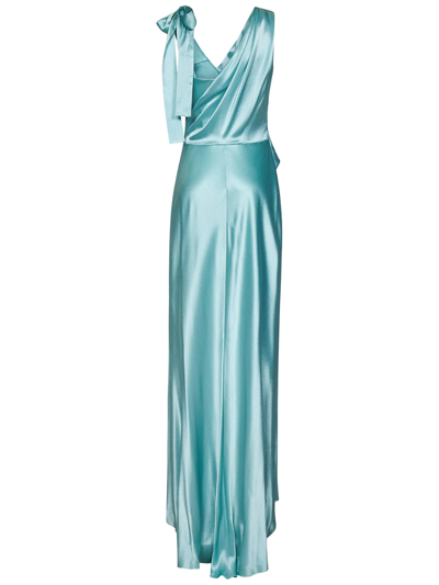 Shop Alberta Ferretti Sky Blue Silk Blend Maxi Dress