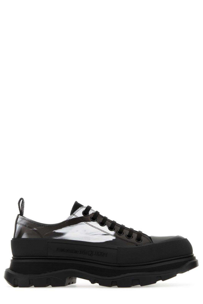 Shop Alexander Mcqueen Brush Stroke Printed Lace-up Shoes In Black