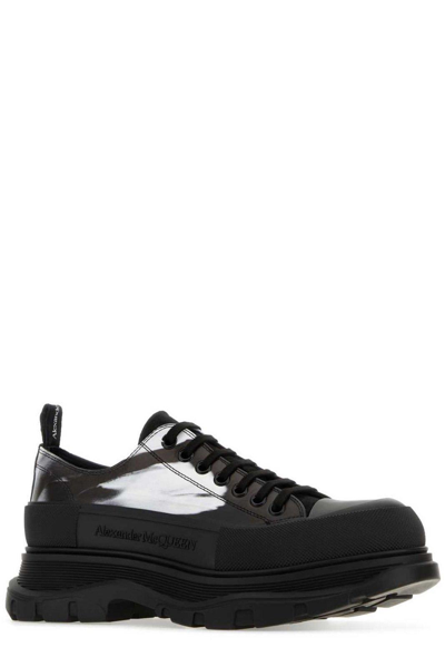 Shop Alexander Mcqueen Brush Stroke Printed Lace-up Shoes In Black
