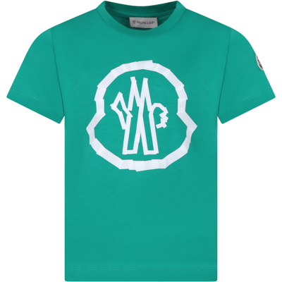 Shop Moncler Green T-shirt For Boy With Logo