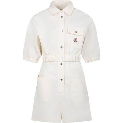 Shop Moncler Ivory Casual Dress For Girl