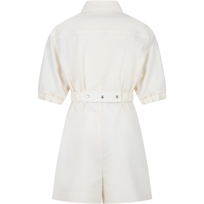 Shop Moncler Ivory Casual Dress For Girl