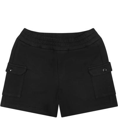 Shop Moncler Black Sports Shorts For Baby Boy
