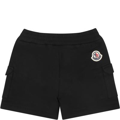 Shop Moncler Black Sports Shorts For Baby Boy