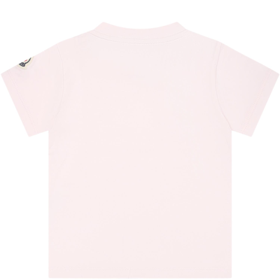 Shop Moncler Pink T-shirt For Baby Girl With Logo