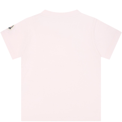 Moncler Pink T-shirt For Baby Girl With Logo In Pink