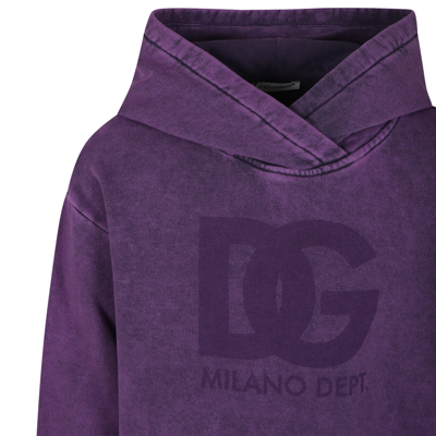 Shop Dolce & Gabbana Purple Casual Dress With Logo In Violet